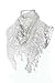 Lace Tassel Sheer Burnt-out Floral Print Triangle Mantilla Scarf Shawl Neck Wrap white