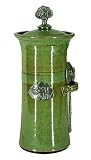 Crosby and Taylor Coffee Canister, Stoneware and Pewter, Made in USA, Tin Woodsman, Dragonfly Design (Pistachio)