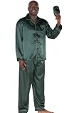 Del Rossa Classic Satin Pajama Set and Sleep Mask, Green Large (A0752PNELG)