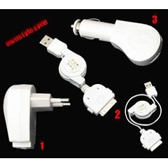 ownstyle4you Premium Starter Kit (Ladekabel - KFZ-Adapter - Steckdosenadapter) für iPod / iPhone