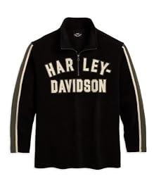 Harley-Davidson&reg; Men's 1/4-Zip Long Sleeve Stripe Shirt. Appliqu&eacute; and embroidery. 99051-09VM