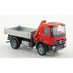 Mercedes Actros S 08, rot, Allradkipper mit Ladekran, Modellauto, Fertigmodell, Herpa 1:87