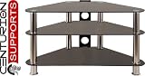 New Centurion GTS7 Black Contemporary Design Flat Screen 26  - 42  Black Glass Corner Stand