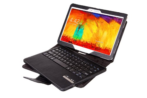 iZKA® - Samsung Galaxy Note 10.1 (2014) Bluetooth Sans fil clavier By-cast peau Case - détachable Bluetooth clavier Tenez la caisse / couvrir - automatiquement sillages et met le Tab à sommeil pour Samsung Galaxy Note 10.1 10 inch 2014 édition - noir