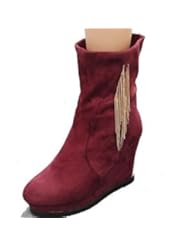 Suede Womens Wedge Heel Fashion Mid-Calf Boots(More Colors) , Black , US7.5 / EU38 / UK5.5 / CN38