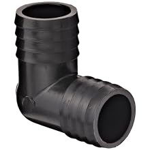 Thogus Polypropylene Tube Fitting, 90 Degree Elbow, Black, Barbed