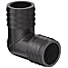 Thogus Polypropylene Tube Fitting, 90 Degree Elbow, Black, Barbed