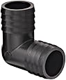 Thogus Polypropylene Tube Fitting, 90 Degree Elbow, Black, Barbed