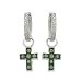 14K White Gold 0.06 ct. Diamond and 1/2 ct. Tsavorite Cross Shaped Earrings