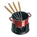 Staub Chocolate Fondue Set, 0.25 Quart, Pimento Red