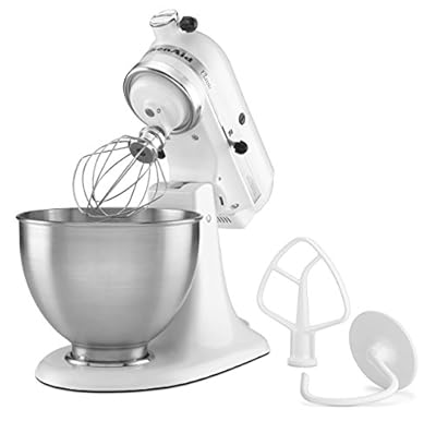 KitchenAid K45SSWH K45SS Classic 275-Watt 4-1/2-Quart Stand Mixer, White