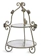 25" Elegant 2-Tier Plate Rack Holder with Rose Accents