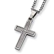 2 Piece Titanium Diamond Cross on 22" Steel Curb Chain