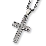 2 Piece Titanium Diamond Cross On 22