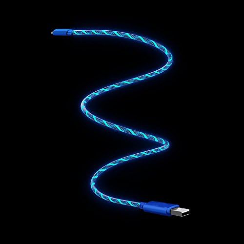 ZMD Micro USB led current Flowing charger cable EL micro usb flowing led Light charger cable for Samsung galaxy s7 led charger cable s6 edge ,htc,lg other android devices(Blue)