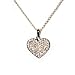 Fashion Heart Pendant Necklace Silver Metal with Clear Rhinestones