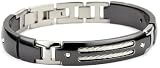 Edward Mirell Men's Black Titanium Bracelet with Black Memory Cable and 18k Yellow Screws, 8.5