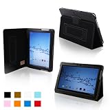 Snugg Galaxy Tab 2 10.1 Leather Case in Black - Flip Stand Cover with Elastic Strap and Premium Nubuck Fibre Interior for Samsung Galaxy Tab 2 10.1