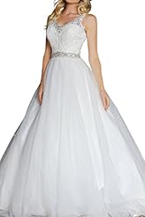 A-line Sleeveless Spaghetti Strap Organza Lace Jeweled  Dress