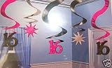 Sweet 16 Sparkle 24in Hanging Swirl Decoration 5ct