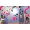 PACK OF 5 SWEET SIXTEEN 16 HANGING SWIRLS