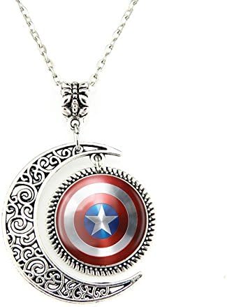 Moon Pendants Captain America Shield Necklace Captain America necklace jewellery Superhero jewelry 24"