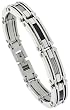8 1/2" Gent's Surgical Steel Cable & Black Carbon Fiber Bracelet, 1/2" (12 mm) wide