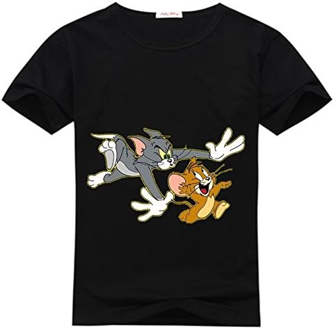 Angelbaby Lin Tom Jerry Logo Youth T-Shirts Navy Blue Size S (8-10Y,Chest:80cm)