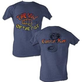 Karate Kid Classic Martial Arts Movie The Way Of The Fist Cobra Kai Adult Denim Heather T-shirt