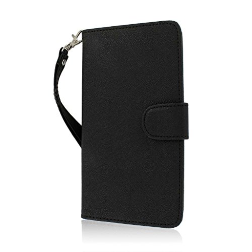 MPERO HTC One Max Wallet Case, [Flex Flip] Cover with Card Slots and Wrist Strap (Black)