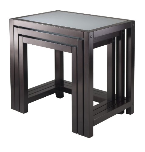 Winsome Copenhagen Nesting Table Set with Glass top, 3-Piece