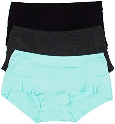 Lady Princess 3 Pack Super Soft Hipster Boy Short Panties (Medium, Aqua/Charcoal/Black)