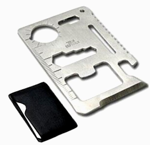 11-Tools-in-1 Credit Card Sized  Stainless Steel Survival Tool