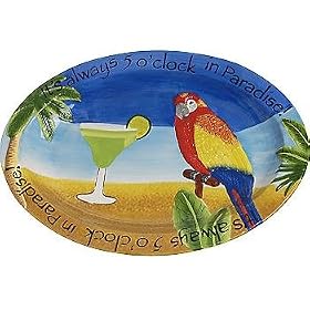 5 O'clock Parrot Paradise Ceramic Oval Serving Platter by Serving Platter