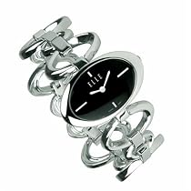 ELLE TIME Women's Sterling Silver Oval Link Bracelet Watch #4662BKMOPA