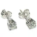 14K White Gold Round Diamond Stud Earrings 1/2ct
