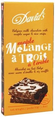 David's Chocolate - Melange A Trois Maple Rice Crisp - 1.8 oz.pack of 2