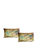 FOOL COLORS by MANIFATTURE COTONIERE Set Funda De Almohada 2 Uds. Harvest (Beige/Azul)