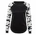 Women Camouflage Long Sleeve Cuff T-Shirt Casual Black Tops Blouses Tees