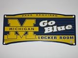 MICHIGAN WOLVERINES 19 x 8 Plastic Clubhouse Locker Room Sign with Team Colors & Logo