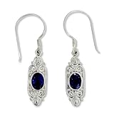 Sterling Silver Faceted Iolite Filigree Dangle Earrings by Sajen