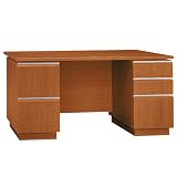 Bush Furniture Milano Double Ped Desk 60-Inch, Golden Anigre