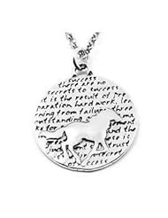 Kevin N Anna Studio California Sterling Silver Pendant Necklace with Round Etched HORSE Pendant Celebrates SUCCESS