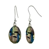 41CmZyjqCcL. SL160  Sterling Silver Multi Color Oval Hand Blown Glass French Wire Earrings