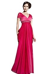 A-line Applique Beaded Mermaid Chiffon Short Sleeves Bateau Neck Cocktail Floor Length Homecoming Dress/Pageant Dress/Prom Dress/Party Dress/Wedding Dress 