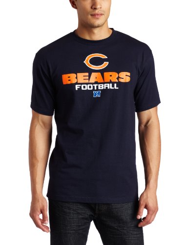 NFL Men's Chicago Bears Critical Victory V Short Sleeve Basic Tee (Dark Navy, Medium)