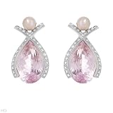 Feludei! Made in Italy Pleasant Earrings with 25.55 ctw Super Clean FG/VVS Diamonds and Kunzite Made of 18K Gold