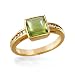 14k Gold Genuine Cabochon Peridot & Diamond Ring