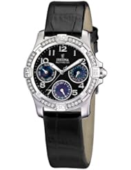 Festina Leather Collection Crystal Severele Black Dial Womens watch #F16021/9
