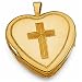 14K Yellow Gold Heart Shaped Photo Locket Cross Charm Pendant